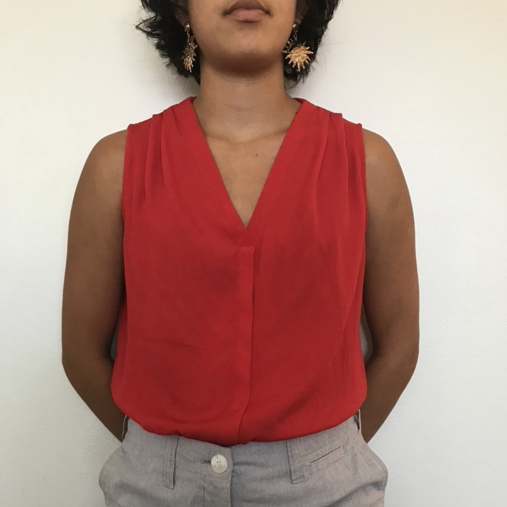 **SOLD ELSEWHERE: red sleeveless blouse (S)